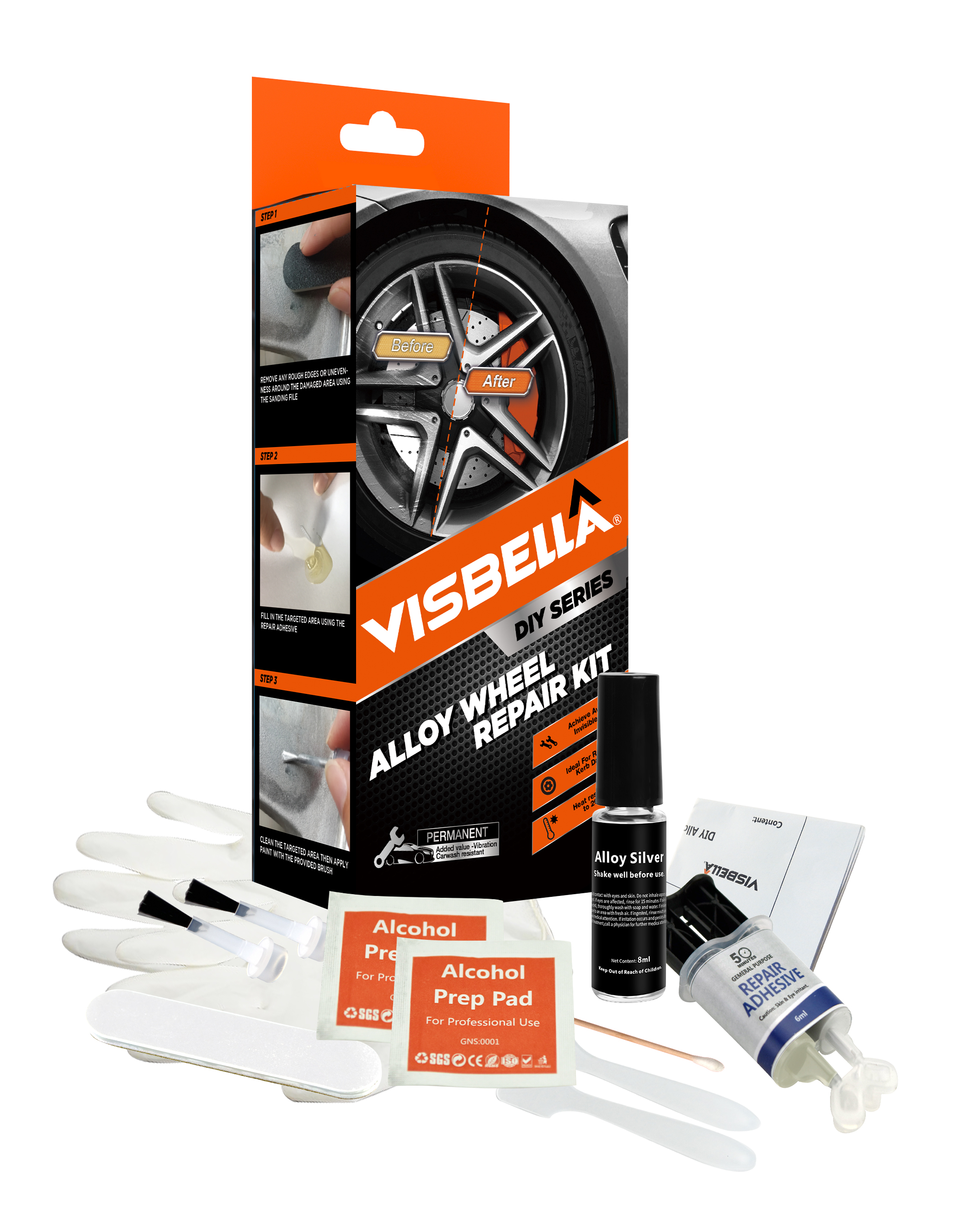 DIY ALLOY WHEEL REPAIR KIT车轮毂修复纸盒